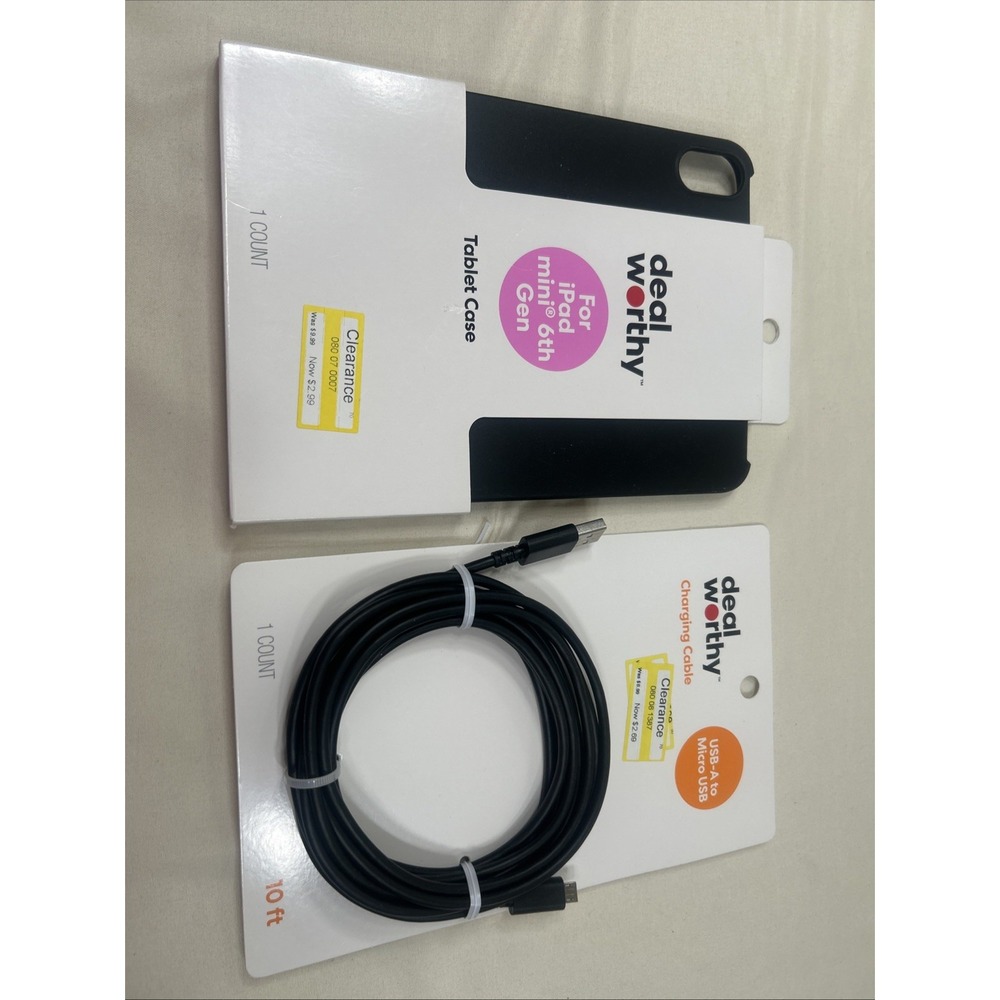 NEW Deal Worthy Tablet Case iPad Mini 6th Gen & Charging Cable USB-A To microUSB